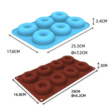 Load image into Gallery viewer, Oven Baking Tools Silicone Cake Donut Mold, 8 Even Brown, 6 Even Blue, 6 Even Purple, 6 Even Green, 6 Even Orange, 6 Even Yellow, 6 Even Red