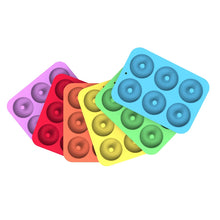 Load image into Gallery viewer, Oven Baking Tools Silicone Cake Donut Mold, 8 Even Brown, 6 Even Blue, 6 Even Purple, 6 Even Green, 6 Even Orange, 6 Even Yellow, 6 Even Red