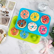 Load image into Gallery viewer, Oven Baking Tools Silicone Cake Donut Mold, 8 Even Brown, 6 Even Blue, 6 Even Purple, 6 Even Green, 6 Even Orange, 6 Even Yellow, 6 Even Red