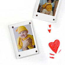 Load image into Gallery viewer, 3 Inch Photo Acrylic Photo Frame Refrigerator Magnetic Sticker For Polaroid, 98 Persent Translucent, Wave Point, Pink, Blue