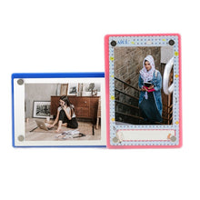 Load image into Gallery viewer, 3 Inch Photo Acrylic Photo Frame Refrigerator Magnetic Sticker For Polaroid, 98 Persent Translucent, Wave Point, Pink, Blue