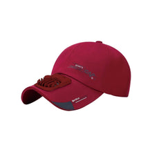 Load image into Gallery viewer, Letter Pattern Outdoor Travel Hats USB Charging Fan Caps Portable Sunshade Peaked Cap, Red, White, Blue, Khaki