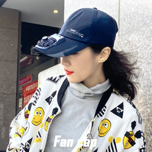 Load image into Gallery viewer, Letter Pattern Outdoor Travel Hats USB Charging Fan Caps Portable Sunshade Peaked Cap, Red, White, Blue, Khaki