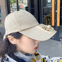Load image into Gallery viewer, Letter Pattern Outdoor Travel Hats USB Charging Fan Caps Portable Sunshade Peaked Cap, Red, White, Blue, Khaki