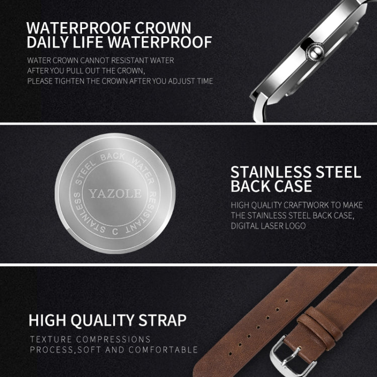 YAZOLE 503 Simple Line Pattern Dial Men Quartz Watch