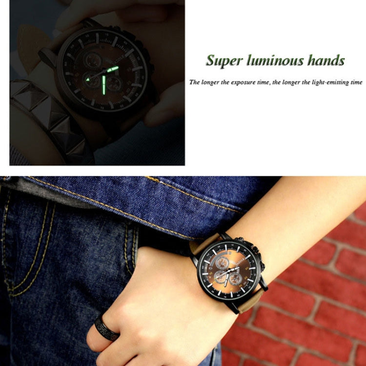 YAZOLE 322 Arabic Numerals Dial Sports Belt Watch Men Luminous Business Quartz Watch