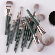 Load image into Gallery viewer, Soft Wooden Handle Makeup Brush Beauty Tools, 14 PCS Brush, With Strap Brush Bag, With Brush Bucket