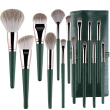 Load image into Gallery viewer, Soft Wooden Handle Makeup Brush Beauty Tools, 14 PCS Brush, With Strap Brush Bag, With Brush Bucket