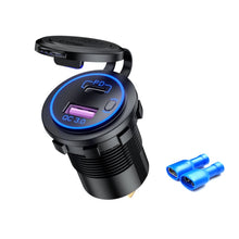 Load image into Gallery viewer, Car Motorcycle Ship Modified USB Charger Waterproof PD + QC3.0 Fast Charge, Blue Light With Terminal, Red Light With Terminal, Green Light With Terminal, Blue Light With 60cm Line, Red Light With 60cm Line, Green Light With 60cm Line
