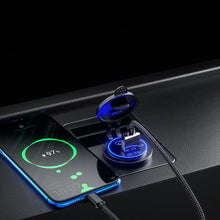 Load image into Gallery viewer, Car Motorcycle Ship Modified USB Charger Waterproof PD + QC3.0 Fast Charge, Blue Light With Terminal, Red Light With Terminal, Green Light With Terminal, Blue Light With 60cm Line, Red Light With 60cm Line, Green Light With 60cm Line