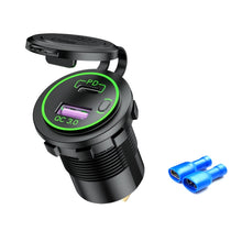 Load image into Gallery viewer, Car Motorcycle Ship Modified USB Charger Waterproof PD + QC3.0 Fast Charge, Blue Light With Terminal, Red Light With Terminal, Green Light With Terminal, Blue Light With 60cm Line, Red Light With 60cm Line, Green Light With 60cm Line