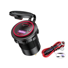 Load image into Gallery viewer, Car Motorcycle Ship Modified USB Charger Waterproof PD + QC3.0 Fast Charge, Blue Light With Terminal, Red Light With Terminal, Green Light With Terminal, Blue Light With 60cm Line, Red Light With 60cm Line, Green Light With 60cm Line