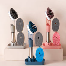 Load image into Gallery viewer, Kitchen Oil Dirty Pan Brush Can Add Detergent Sponge Brush Long Handle Cleaning Brush, Blue, Pink, Gray