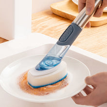Load image into Gallery viewer, Kitchen Oil Dirty Pan Brush Can Add Detergent Sponge Brush Long Handle Cleaning Brush, Blue, Pink, Gray