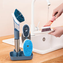 Load image into Gallery viewer, Kitchen Oil Dirty Pan Brush Can Add Detergent Sponge Brush Long Handle Cleaning Brush, Blue, Pink, Gray