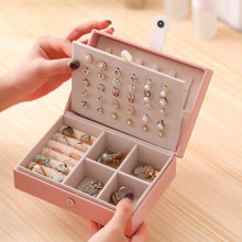 Load image into Gallery viewer, Portable Princess Style Jewelry Box Small Simple Earrings Ring Storage Box, 16.5x11.5x5.8cm