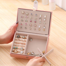Load image into Gallery viewer, Portable Princess Style Jewelry Box Small Simple Earrings Ring Storage Box, 16.5x11.5x5.8cm