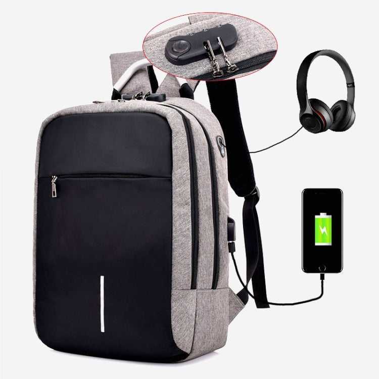 Men Password Lock Backpack Business Casual Anti-Theft Computer Bag With External USB Port