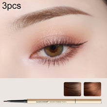Load image into Gallery viewer, 3 PCS MAYCHEER 3117 Small Gold Bars Double Eyebrow Pencil Thin Head Waterproof Non-bleeding Eyebrow Pencil, 1 Deep Coffee Color, 2 Light Coffee Color, 3 Black Gray, 4 Gray Brown, 5 Moss Green