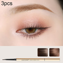 Load image into Gallery viewer, 3 PCS MAYCHEER 3117 Small Gold Bars Double Eyebrow Pencil Thin Head Waterproof Non-bleeding Eyebrow Pencil, 1 Deep Coffee Color, 2 Light Coffee Color, 3 Black Gray, 4 Gray Brown, 5 Moss Green