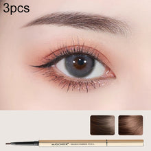 Load image into Gallery viewer, 3 PCS MAYCHEER 3117 Small Gold Bars Double Eyebrow Pencil Thin Head Waterproof Non-bleeding Eyebrow Pencil, 1 Deep Coffee Color, 2 Light Coffee Color, 3 Black Gray, 4 Gray Brown, 5 Moss Green