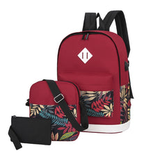 Load image into Gallery viewer, 3 in 1 College Style Casual Backpack Student USB Charging Backpack