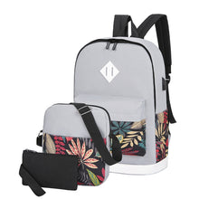 Load image into Gallery viewer, 3 in 1 College Style Casual Backpack Student USB Charging Backpack