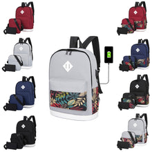 Load image into Gallery viewer, 3 in 1 College Style Casual Backpack Student USB Charging Backpack