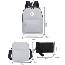Load image into Gallery viewer, 3 in 1 College Style Casual Backpack Student USB Charging Backpack