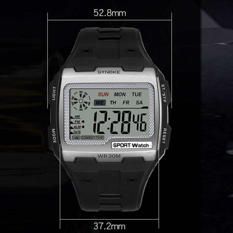 SYNOKE Square Sarge Screen Display Luminous Multifunctional Outdoor Men Sports Watch Digital Watch