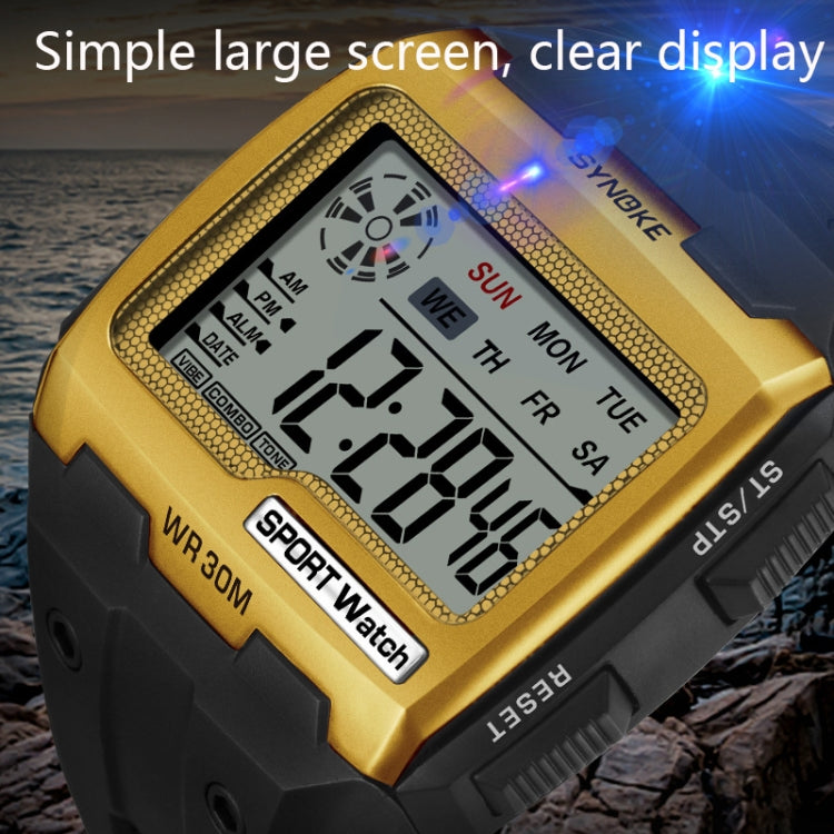 SYNOKE Square Sarge Screen Display Luminous Multifunctional Outdoor Men Sports Watch Digital Watch