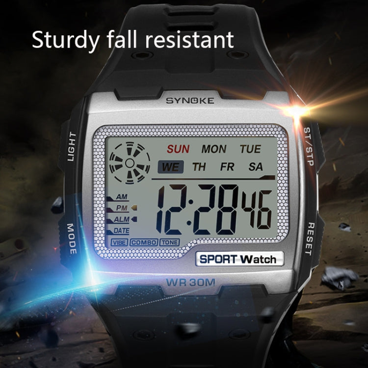 SYNOKE Square Sarge Screen Display Luminous Multifunctional Outdoor Men Sports Watch Digital Watch