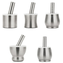 Load image into Gallery viewer, Kitchen 304 Stainless Steel Garlic Masher Spice Bean Nut Grinder, Straight Shape, Waist Shape, Drum Shape, Big Bowl Shape, Large Drum Shape
