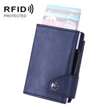 Load image into Gallery viewer, Anti-Theft Aluminum Alloy Coin Purse RFID Anti-Degaussing Automatic Pop-Up PU Bank Card Bag, Mad Horse Black, Mad Horse Aprico, Mad Horse Blue, Carbon Fiber Black