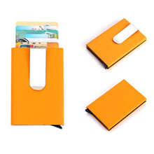 Load image into Gallery viewer, Aluminum Alloy Credit Card Case RFID Anti-Magnetic Metal Card Box, Microfiber Leather Black, Microfiber Leather Apricot