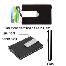 Load image into Gallery viewer, Aluminum Alloy Credit Card Case RFID Anti-Magnetic Metal Card Box, Microfiber Leather Black, Microfiber Leather Apricot