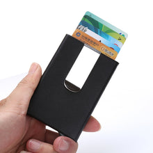 Load image into Gallery viewer, Aluminum Alloy Credit Card Case RFID Anti-Magnetic Metal Card Box, Microfiber Leather Black, Microfiber Leather Apricot