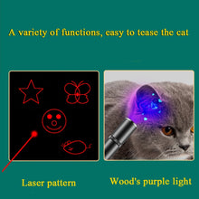 Load image into Gallery viewer, USB Rechargeable Laser Pattern Funny Cat Flashlight With Woods Purple Light Detection Lamp, Funny Cat Flashlight