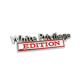 2 PCS Car Metal Leaf Board Car Logo White Privilege Edition Modified Car Body Sticker Sign, White Privilege