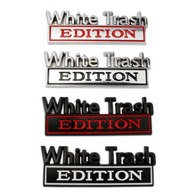 Load image into Gallery viewer, 2 PCS Car Metal Modification Standard White Trash Edition Car Label Stickers, WHITE TRASH