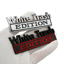 Load image into Gallery viewer, 2 PCS Car Metal Modification Standard White Trash Edition Car Label Stickers, WHITE TRASH