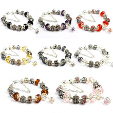 Load image into Gallery viewer, Ladies Crown Colorful Crystal Beaded Bracelet Handmade Glass Bead Bracelet, Length: 18cm, Length: 19cm, Length: 20cm, Length: 21cm