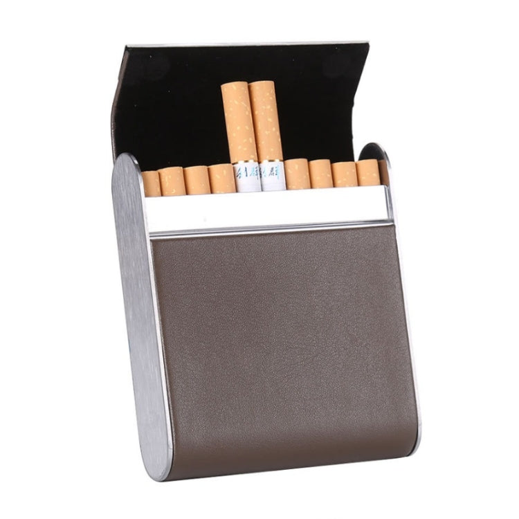 Men Metal Fiber Leather Magnetic Buckle Cigarette Case, Black, Coffee, Brown/Apricot, Red, Gray