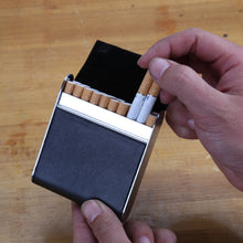 Load image into Gallery viewer, Men Metal Fiber Leather Magnetic Buckle Cigarette Case, Black, Coffee, Brown/Apricot, Red, Gray