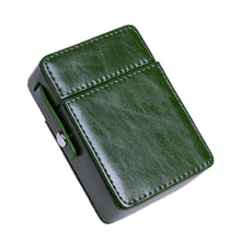 Load image into Gallery viewer, Men PU Leathe Retro Lighter Cigarette Box, Black, Green, Blue, Apricot, Brown