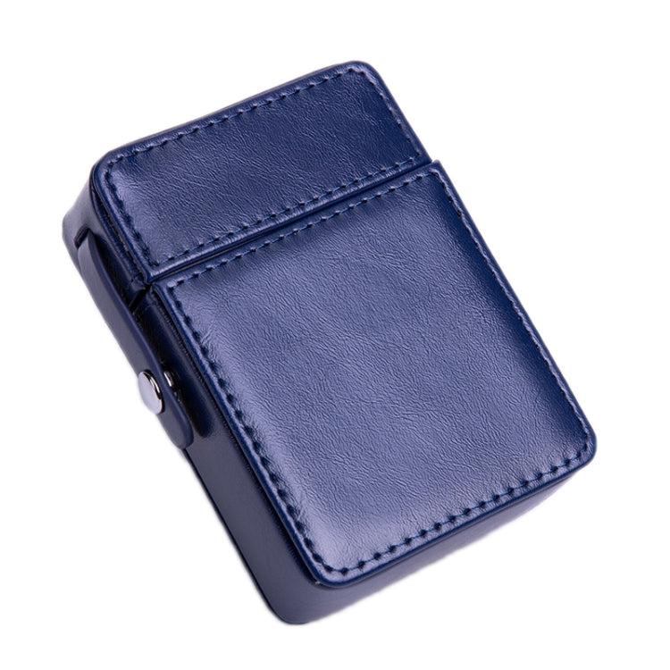 Men PU Leathe Retro Lighter Cigarette Box, Black, Green, Blue, Apricot, Brown