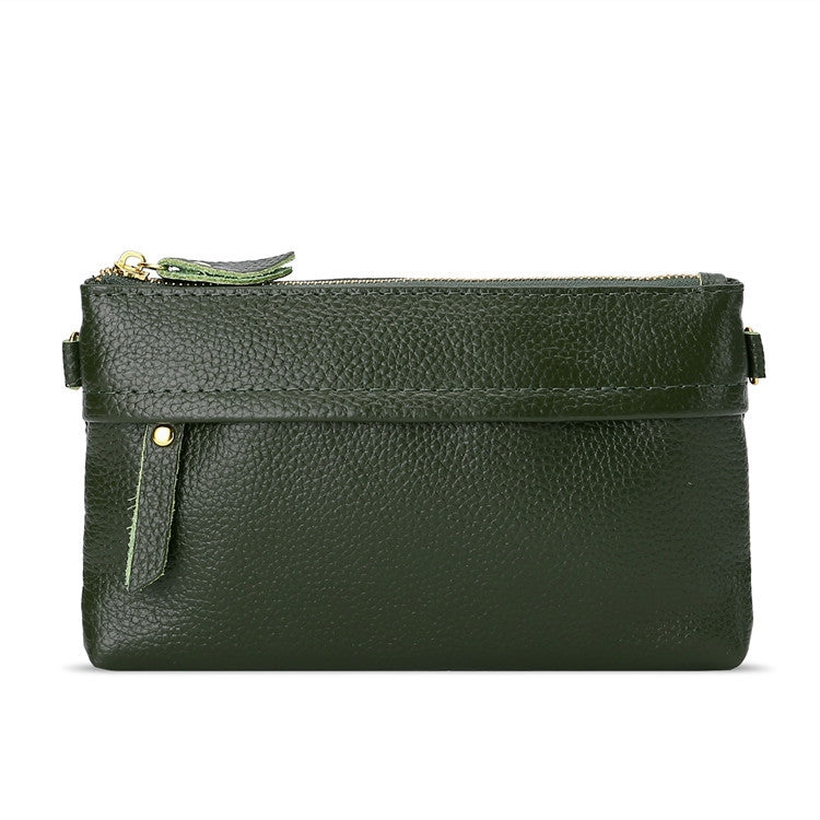 Ladies One-Shoulder Diagonal Mobile Phone Coin Purse, Lake Blue, Khaki, Jujube Red, Orange, Brown, Red, Navy Blue, Black, Ink