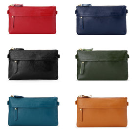 Ladies One-Shoulder Diagonal Mobile Phone Coin Purse, Lake Blue, Khaki, Jujube Red, Orange, Brown, Red, Navy Blue, Black, Ink