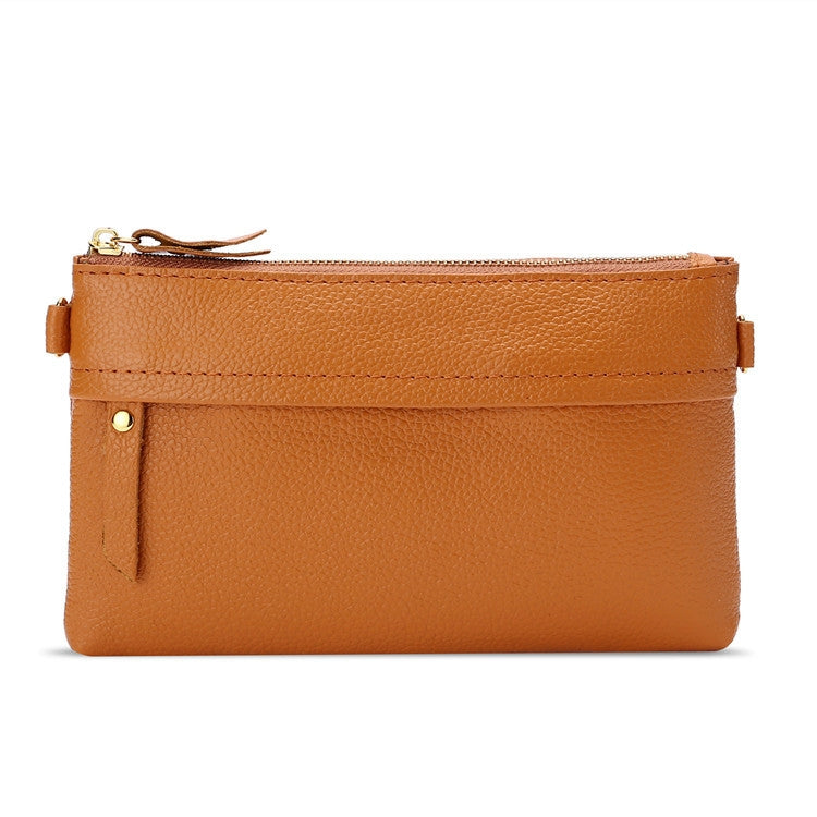 Ladies One-Shoulder Diagonal Mobile Phone Coin Purse, Lake Blue, Khaki, Jujube Red, Orange, Brown, Red, Navy Blue, Black, Ink