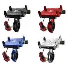 Load image into Gallery viewer, Kewig M6 Aluminum Alloy Motorcycle Mobile Phone Bracket Rechargeable With Switch Waterproof Stable Navigation Bracket, M6(Black), M6(Blue), M6(Silver), M6(Red)